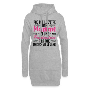 pas facile d'être une maman et une Puéricultrice. - Sweat-shirt à capuche long Femme - gris chiné - Devant