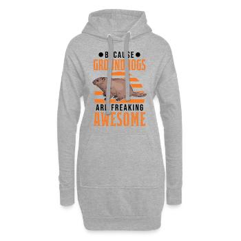 Marmotte Jour de la marmotte Marmotte forestière - Sweat-shirt à capuche long Femme - gris chiné - Devant