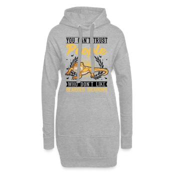Dragon barbu Cadeau Dragon Barbu Pogona - Sweat-shirt à capuche long Femme - gris chiné - Devant