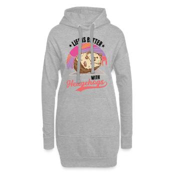 La vie est meilleure avec un hérisson - Sweat-shirt à capuche long Femme - gris chiné - Devant