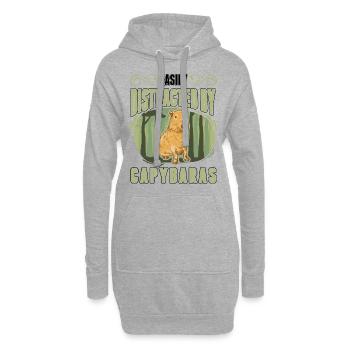 Easily distracted by Capybaras - Hoodie-Kleid - Grau meliert - Vorne