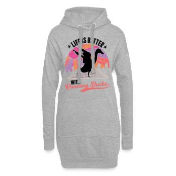 La vie est meilleure avec les canards qui courent - Sweat-shirt à capuche long Femme - gris chiné - Devant