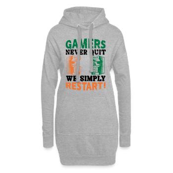 Gamers never quit - Hoodie-Kleid - Grau meliert - Vorne