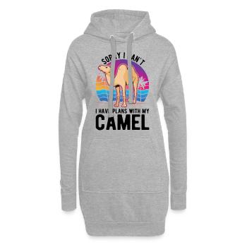 Kamel Geschenk Dromedar Camel Großkamel - Hoodie-Kleid - Grau meliert - Vorne