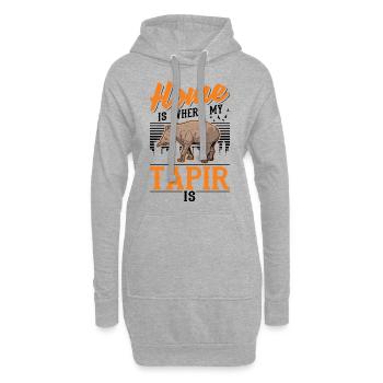 Zuhause ist wo mein Tapir ist - Hoodie-Kleid - Grau meliert - Vorne