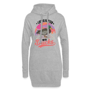 Das Leben ist besser mit Enten - Hoodie-Kleid - Grau meliert - Vorne