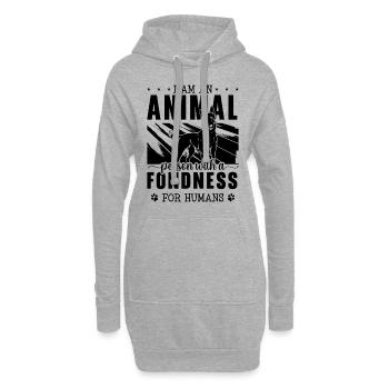 Je suis une personne animale Adoptez un travailleur animalier en famille d’accueil - Sweat-shirt à capuche long Femme - gris chiné - Devant
