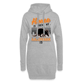 Zuhause ist wo mein Erdferkel ist - Hoodie-Kleid - Grau meliert - Vorne