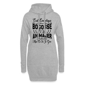 c'est compliqué d'être un Bogosse et un Animalier. - Sweat-shirt à capuche long Femme - gris chiné - Devant