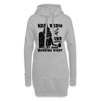 Ham Radio And Coffee Starts Radio Antenna Operator - Hoodie-Kleid - Grau meliert - Vorne