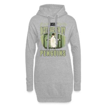 Easily distracted by Penguins Pinguin - Hoodie-Kleid - Grau meliert - Vorne
