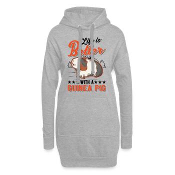 La vie est meilleure avec un cochon d’Inde - Sweat-shirt à capuche long Femme - gris chiné - Devant