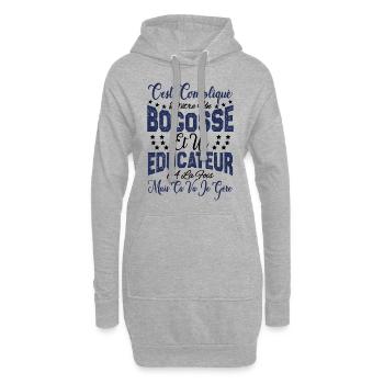 c'est compliqué d'être un Bogosse et un Educateur. - Sweat-shirt à capuche long Femme - gris chiné - Devant