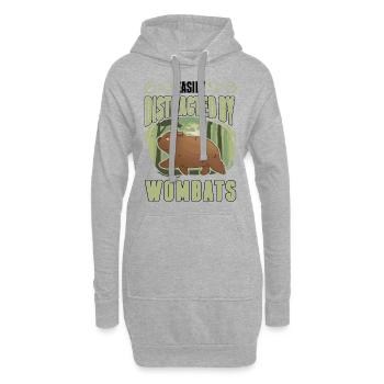 Easily distracted by Wombats - Hoodie-Kleid - Grau meliert - Vorne