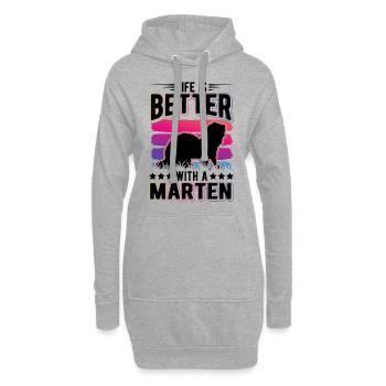 Das Leben ist besser mit Marder Nerz Baummarder - Hoodie-Kleid - Grau meliert - Vorne
