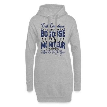 c'est compliqué d'être un Bogosse et un Moniteur. - Sweat-shirt à capuche long Femme - gris chiné - Devant