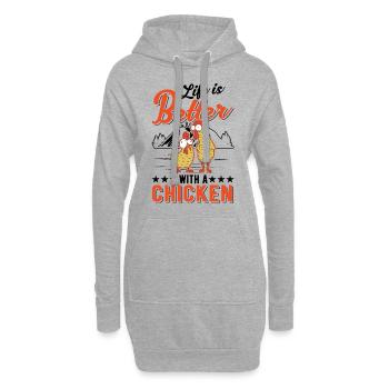 Das Leben ist besser mit einem Huhn Landwirt - Hoodie-Kleid - Grau meliert - Vorne