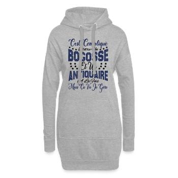 c'est compliqué d'être un Bogosse et un Antiquaire - Sweat-shirt à capuche long Femme - gris chiné - Devant