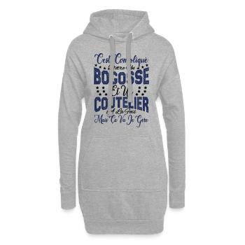 c'est compliqué d'être un Bogosse et un Coutelier. - Sweat-shirt à capuche long Femme - gris chiné - Devant