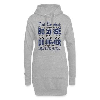 c'est compliqué d'être un Bogosse et un Designer. - Sweat-shirt à capuche long Femme - gris chiné - Devant