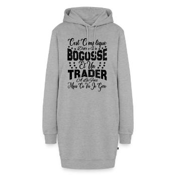 c'est compliqué d'être un Bogosse et un Trader. - Sweat-shirt à capuche long Femme - gris chiné - Devant