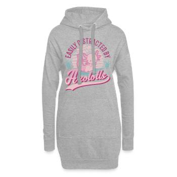 Facilement distrait par l’amphibien à queue d’Axolotl - Sweat-shirt à capuche long Femme - gris chiné - Devant