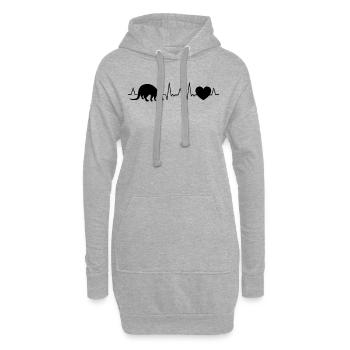 Erdferkel Herzschlag - Hoodie-Kleid - Grau meliert - Vorne