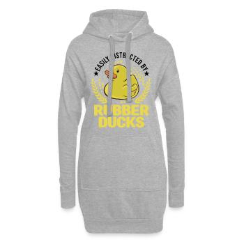 Facilement distrait par Rubber Ducks Rubber Duck - Sweat-shirt à capuche long Femme - gris chiné - Devant