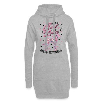 Galgo Espanol Mädchen Spanischer Windhund Galgo - Hoodie-Kleid - Grau meliert - Vorne