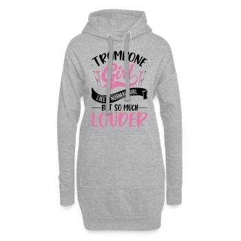 Posaunen Mädchen Posaunenspieler Posaunistin - Hoodie-Kleid - Grau meliert - Vorne