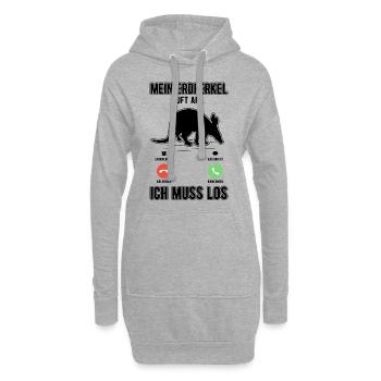 Mein Erdferkel ruft an Ich muss los - Hoodie-Kleid - Grau meliert - Vorne