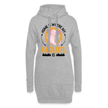 La maison est l’endroit où se trouve mon axolotl - Sweat-shirt à capuche long Femme - gris chiné - Devant