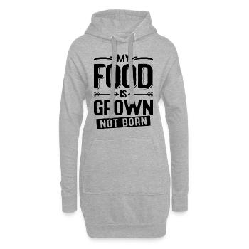 Ma nourriture est cultivée Chef végétalien Restaurant Chefs végétaliens - Sweat-shirt à capuche long Femme - gris chiné - Devant