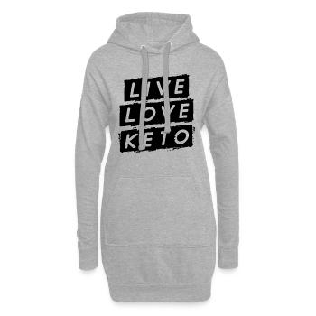 Live Love Retro Ketogenic Diet Ketosis Keto Lover - Hoodie-Kleid - Grau meliert - Vorne