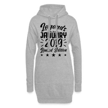 Naissance En Janvier 2019. Cadeau d'anniversaire. - Sweat-shirt à capuche long Femme - gris chiné - Devant