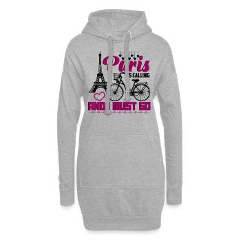 J’adore Paris France - Sweat-shirt à capuche long Femme - gris chiné - Devant