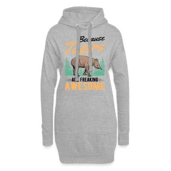 Because Tapirs are freaking awesome - Hoodie-Kleid - Grau meliert - Vorne