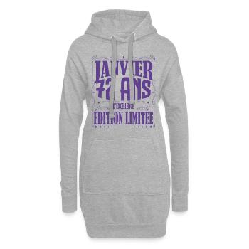 Janvier 72 ans. Cadeau 72 ans janvier anniversaire - Sweat-shirt à capuche long Femme - gris chiné - Devant