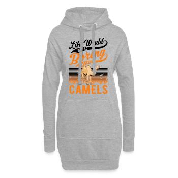 Kamel Geschenk Dromedar Camel Großkamel - Hoodie-Kleid - Grau meliert - Vorne