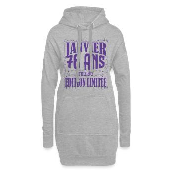 Janvier 76 ans. Cadeau 76 ans janvier anniversaire - Sweat-shirt à capuche long Femme - gris chiné - Devant