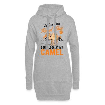 Kamel Geschenk Dromedar Camel Großkamel - Hoodie-Kleid - Grau meliert - Vorne