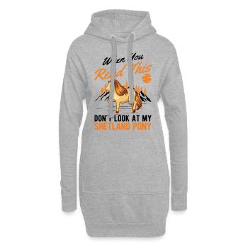 Shetland Pony Cadeau Shetty - Sweat-shirt à capuche long Femme - gris chiné - Devant