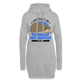 J’aime vraiment Hedgehogs Igel - Sweat-shirt à capuche long Femme - gris chiné - Devant