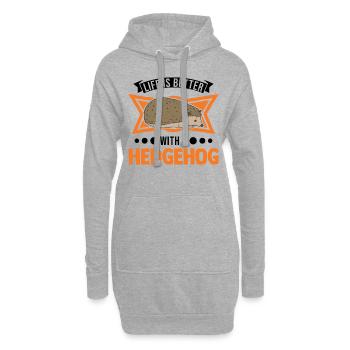 La vie est meilleure avec un hérisson - Sweat-shirt à capuche long Femme - gris chiné - Devant