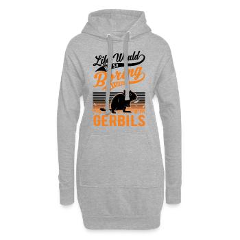 Gerbil Geschenk Mongolische Rennratte Rennmaus - Hoodie-Kleid - Grau meliert - Vorne