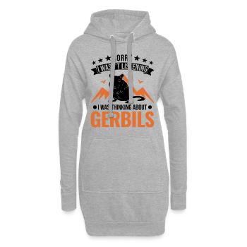 Gerbil Geschenk Mongolische Rennratte Rennmaus - Hoodie-Kleid - Grau meliert - Vorne