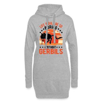 Gerbille Cadeau Rat de course mongol Gerbille - Sweat-shirt à capuche long Femme - gris chiné - Devant