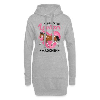 Verrücktes Lewitzer Mädchen - Hoodie-Kleid - Grau meliert - Vorne
