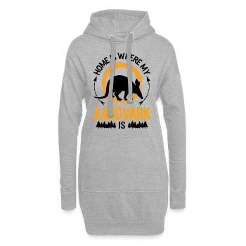 Zuhause ist wo mein Erdferkel ist - Hoodie-Kleid - Grau meliert - Vorne