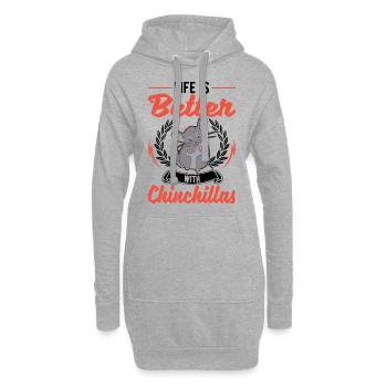 Das Leben ist besser mit Chinchillas - Hoodie-Kleid - Grau meliert - Vorne
